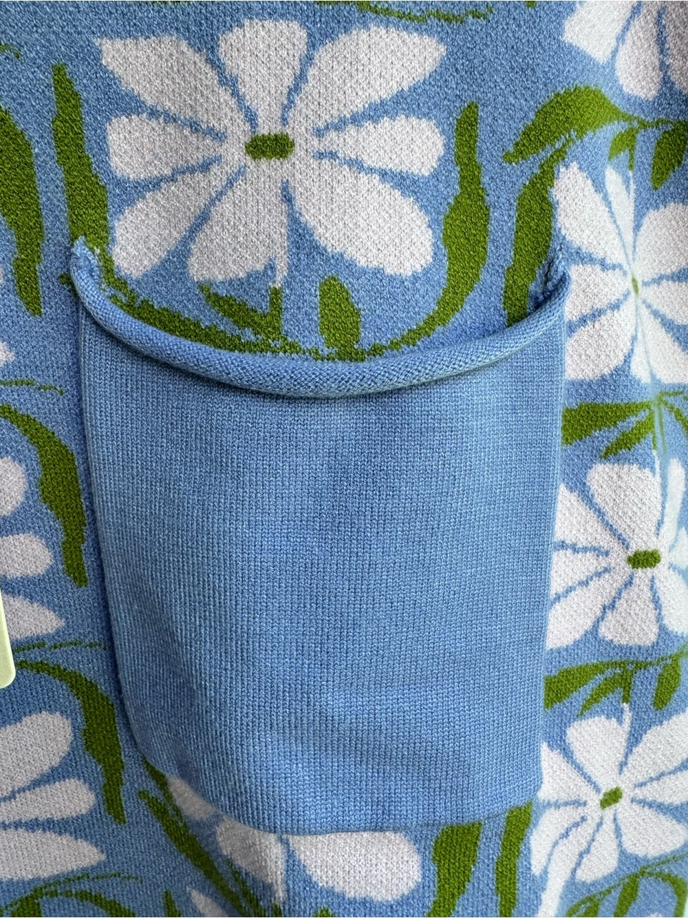 entro Lavender Floral Knit Top with Light Pink Flowers and Green Leaves - Picture 5 of 5